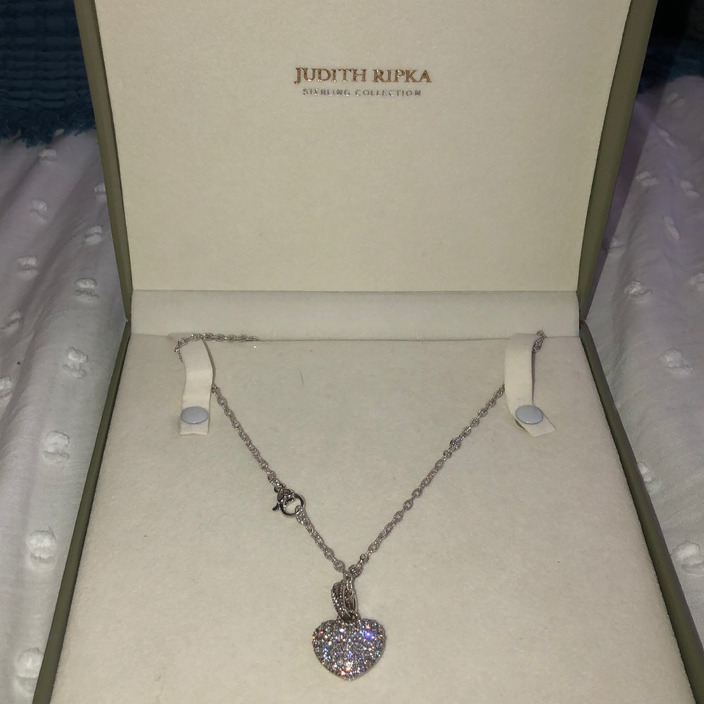 Judith Ripka heart crystal sterling necklace